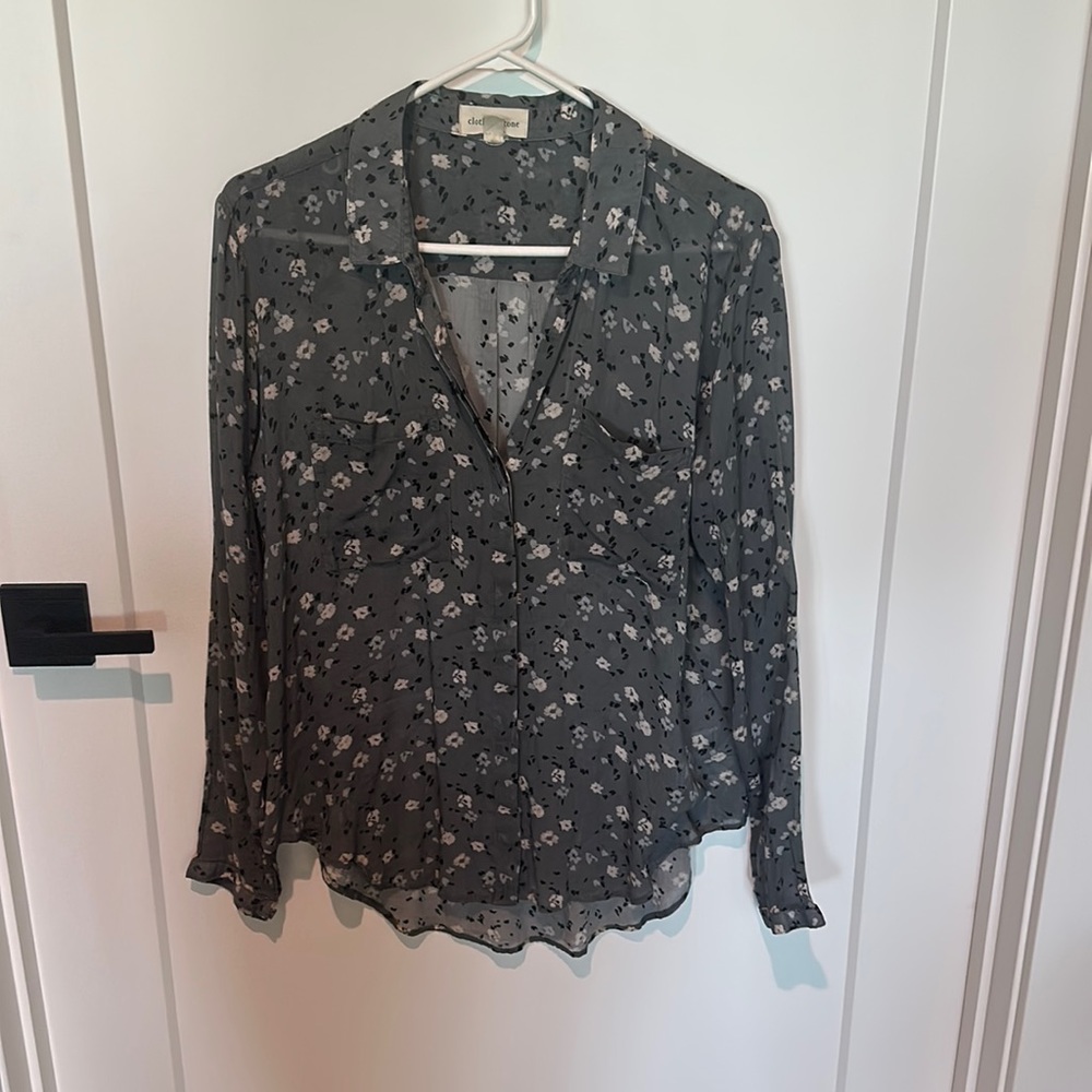 Grey floral blouse